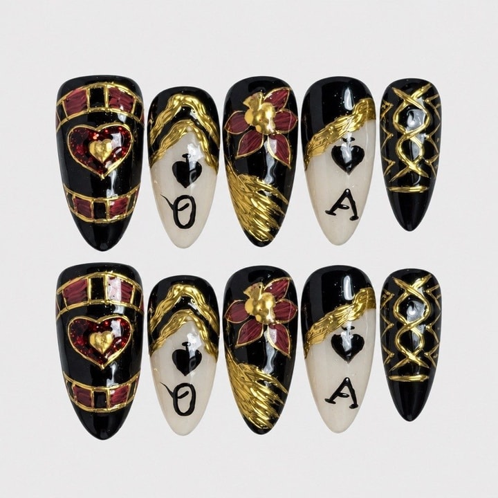 Handmade press-on nails — mermaid, pearl and chrome finishes